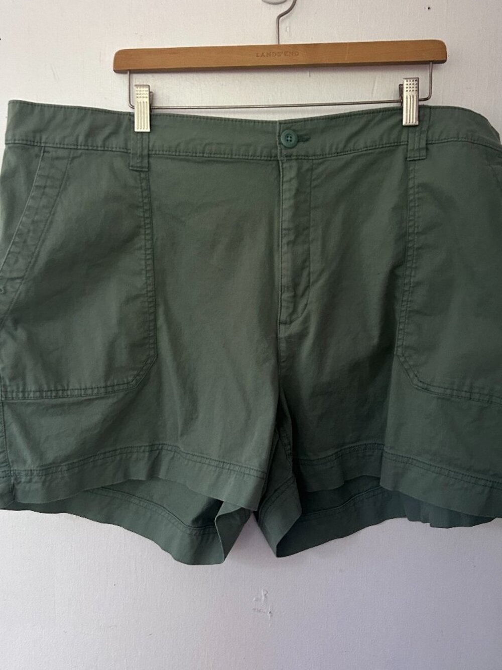 Old Navy High‎ Rise Chino Shorts Womens XXL Army Green Pockets Elastic Preppy
